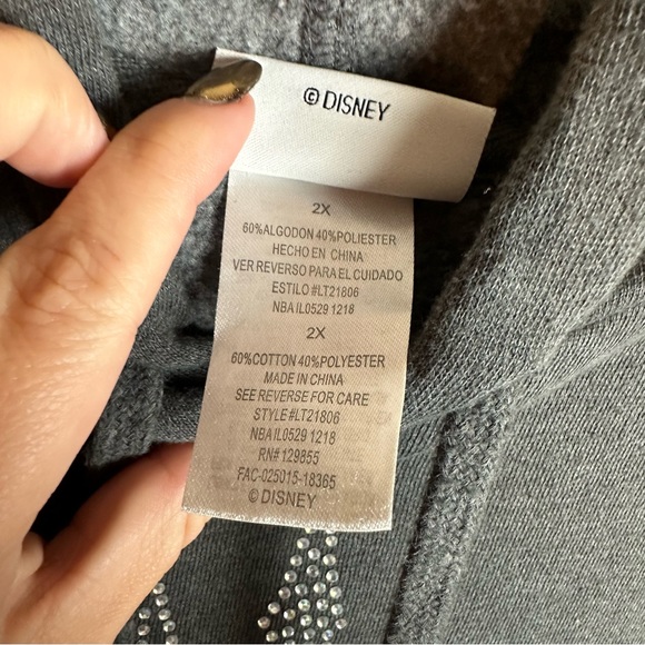 Disney Parks Bedazzled Castle Mickey Gray Hoodie Sweatshirt Women’s Size 2X - Picture 8 of 12